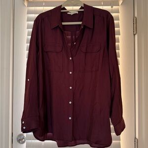Turo by Vince Camuto Deep Cabernet Red Button Down Shirt- NWT